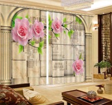 Fleur Fraîche Vert 3D Rideau Blockout Photo Impression Rideaux Draper Tissu Fenê