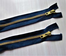 1 Fermeture éclair bleu foncé en métal 58 cm non séparable double curseur 
