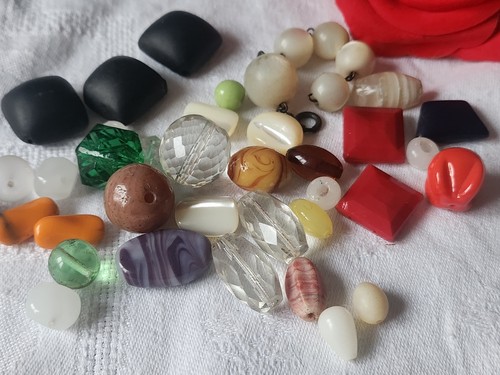 Lot perles anciennes verre - 40,
