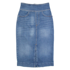 Jupe Droite Midi En Jean Bleu