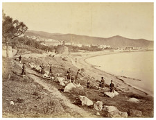 Italia, Sanremo, Soldati sur le corso Imperatrice  Tirage albuminé  16x21 