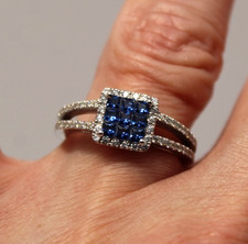 Bague en Argent Massif 925 Saphirs Calibrés de Synthèse et Zircons T.54 NEUF (E)