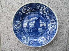 ASSIETTE MURALE FAÏENCE DE DELFT Décor Bâteau 23,5 cm