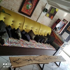 canapé fabriqué par un ébéniste bois et tissu 