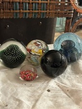 5 Sulfures Presse Papier Boules Cristal  Bulles