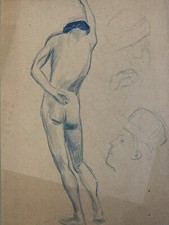 Ancien Beau Dessin Nu 1910