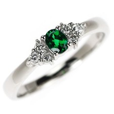 Bague diamant grenat vert