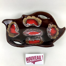 ➜Grand plat/coupe à fruits céramique signé VALLAURIS rouge marron/brun vintage