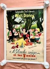 Affiche originale de "Blanche Neige" de Walt Disney, ressortie de 1962, 60 x 80