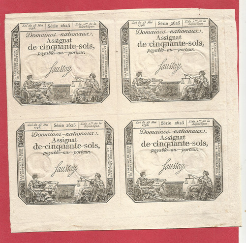 Planche assignats 50 sols - de,