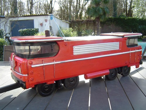 Ancien jouet bois train - en,