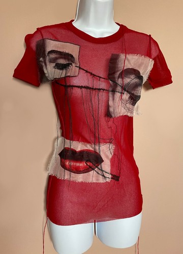 Rare top picasso mesh - mesh, rouge