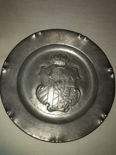 Antique german pewter plate - german,