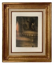 ANDRE LAMBERT (1884-1967) SUPERBE EAU-FORTE AQUATINTE REHAUSSEE AQUARELLE (21)