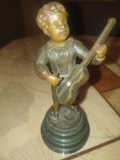 SUJET  bronze enfant à la  Guitare XIX°HAUTEUR 20 CM