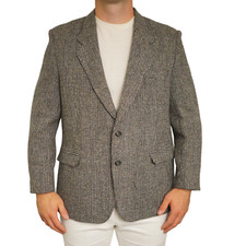 Hommes Harris Tweed Veste Blazer 90's Écossais Laine Gris 26 EU52S UK/US42S HA1