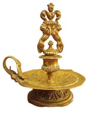 Ancien bougeoir à main De Table De Chambre Bronze 19 Ème Siècle Old candlestick