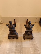Paire De Chenets Ancien En Fonte Et Fer