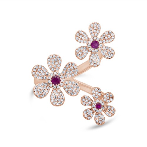 14k rose rubis - rubis, diamant