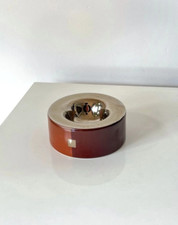 Cendrier Vintage REVOL Porcelaine Marron Argent Made in France Ashtray Retro