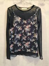 Blouse noire haut dentelle et fleurs T36 Promod (2302029)