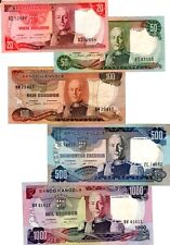 LOT SET SERIE 5 BILLETS ANGOLA  20 50 100 500 1000 ESCUDOS 1973 P99 100 101 102