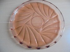 PLATEAU EN VERRE ROSE ROND