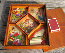 Ancien jeu de société AW & GL Nain Jaune Pions en Os Complet