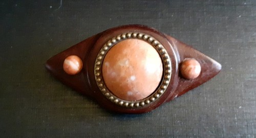 Broche cabochon marbre - , rose