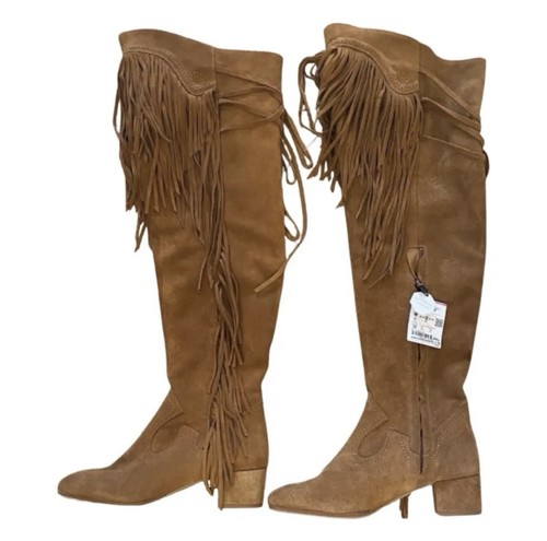 Zara suede fringe knee - fringe, boots