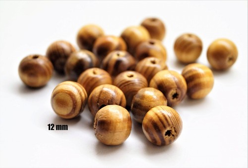 Perles rondes bois rayé - en,