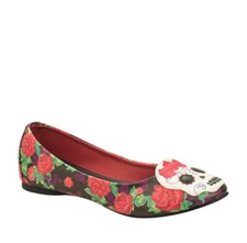T.U.K. A8858L TUK Ballerine Jour Des Morts Imprimé Floral Multicolore Crâne