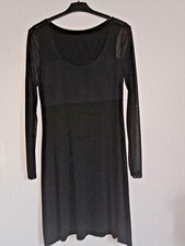 Robe noire en jersey fin et manches en voile   44