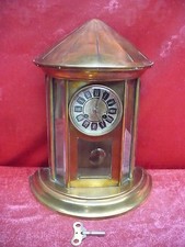 Belle Vieux Horloge De Cheminée, Pendule, Laiton-Verre, 39Cm !