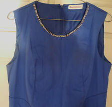 Robe  ANNE WEYBURN 40 bleu gitane, col bord chainette , élégante