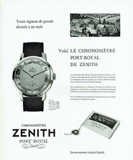 publicité Advertising 11211  1957  montre Zenith chrono Port Royal obs Neuchatel