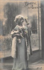 CP BONNE ANNEE FEMME ELEGANTE