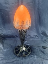 Ancienne Lampe Art Déco Pate De Verre marmoréen orange