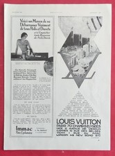 Pub Presse Maroquinerie MALLES & PORTE HABITS de Louis VUITTON. Crême IMMAC 1932