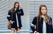 ZARA Bleu Laine Veste Bomber