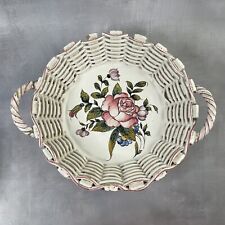 MALICORNE Emile Tessier : Ancienne corbeille à fruits / panier en faience