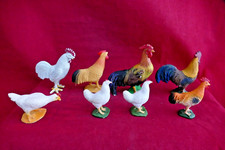 Figurines animaux de la ferme Basse-cour décor - Lot de 8 poules Coq - Plastique