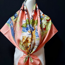 RARE VINTAGE foulard en soie Hermes "Tanzanie" Carré 90 dessiné par Robert...