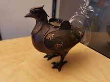 Rare Old Japanese Bronze Cloisonné Bird Shaped Incense Burner 1900s Nippon