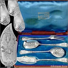 Tallois French Sterling Silver Dessert Set 4 Pc, Original Box,Musical Instrument