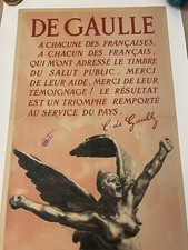 Affiche  RPF Gaulliste Timbre de Salut Public - Marseillaise de Rodin  1948-rare