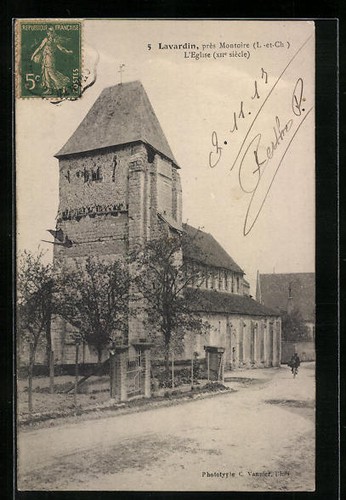 Cpa lavardin eglise - 1917,