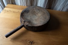 Imposante planche à découper en bois ancienne billot art populaire 2kg890