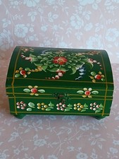 Coffre-/Boîte à Bijoux/Bois/DIMENSIONS: 7,5 × 13 × 9 cm/Bois/Peint Main/Vintage 