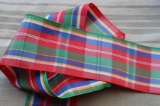 Ancien  RUBAN écossais rouge